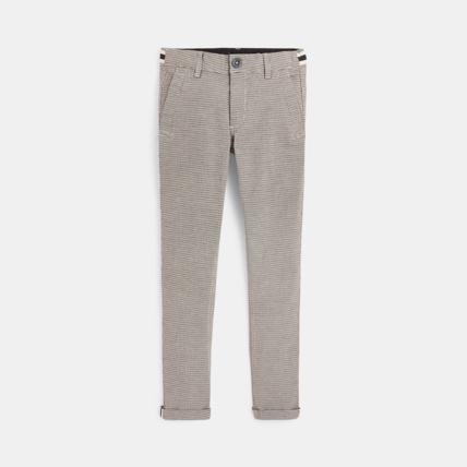 Avis Pantalon Chino slim à petit carreaux blanc garçon OKAIDI 2