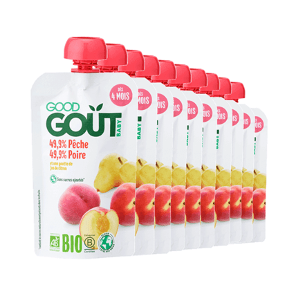 Avis Pack de 10 gourdes Pêche Poire Bio Good Goût 1