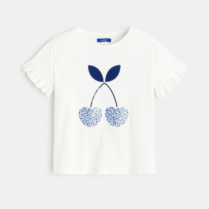 Avis T-shirt à sequins motif cerise bleu fille OKAIDI 1