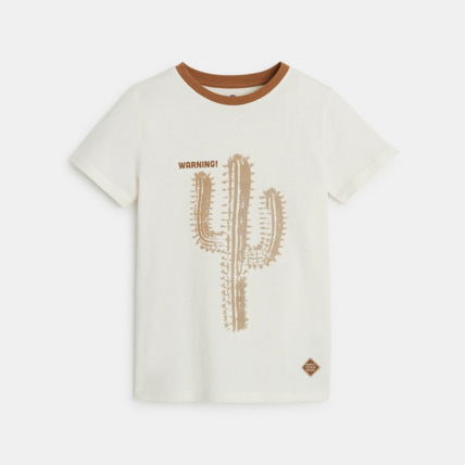 Avis T-shirt manches courtes motif cactus blanc garçon OKAIDI 2