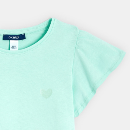 Avis T-shirt à manches courtes volantées bleu fille OKAIDI 2