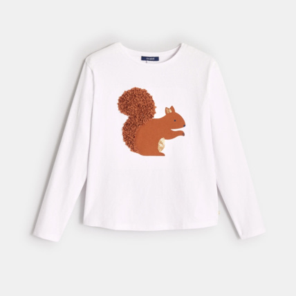 Avis T-shirt à motif en relief blanc fille OKAIDI 2