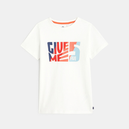 Avis T-shirt à message "Give me five" beige garçon OKAIDI 2