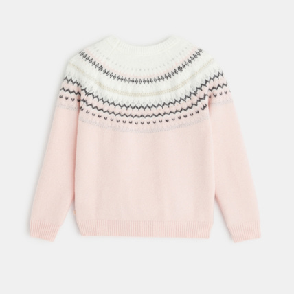 Avis Pull jacquard col rond rose fille OKAIDI 4