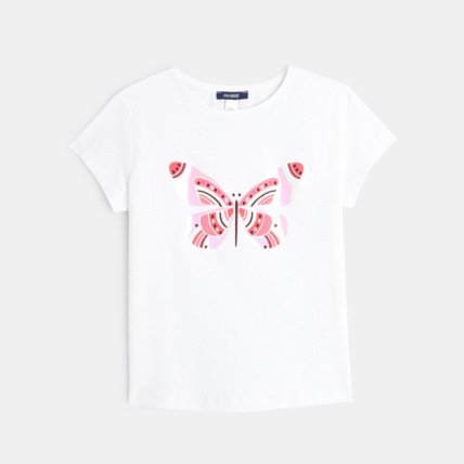 Avis T-shirt manches courtes à motif Papillon blanc fille OKAIDI 1