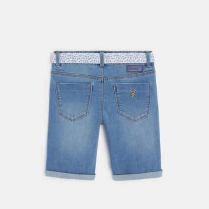 Avis Bermuda en jean et ceinture ruban bleu fille OKAIDI 4
