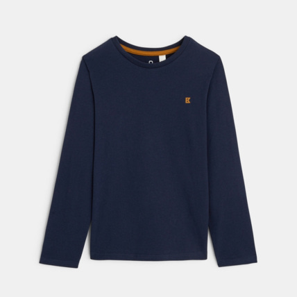 Avis T-shirt manches longues uni bleu garçon OKAIDI 1