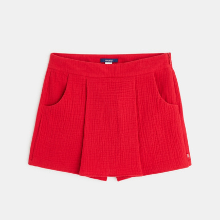 Avis Short uni en gaze de coton rouge fille OKAIDI 2