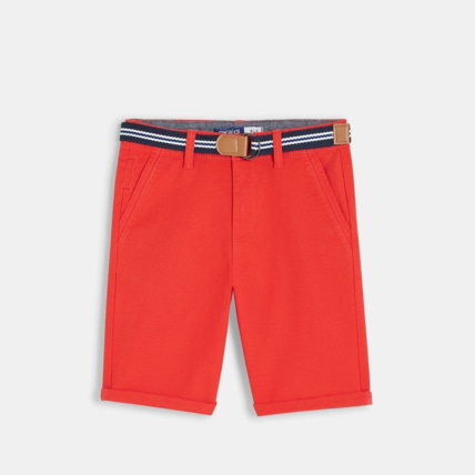 Avis Bermuda en toile + ceinture rouge garçon OKAIDI 1