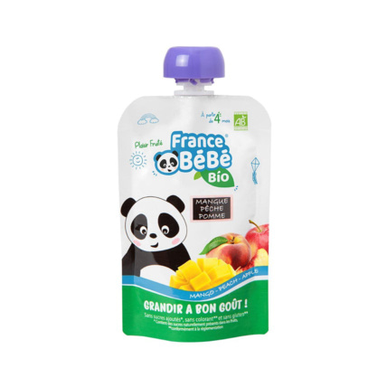 Avis Gourde de purée de fruits Mangue Pêche Pomme - 100g - A partir de 4 mois FRANCE BEBE BIO 1