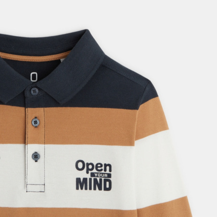 Avis Polo rayé à message "Open your mind" marron garçon OKAIDI 3