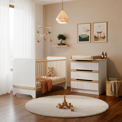 Avis Chambre Duo Carrousel Lit bébé évolutif + Commode à langer AT4 1