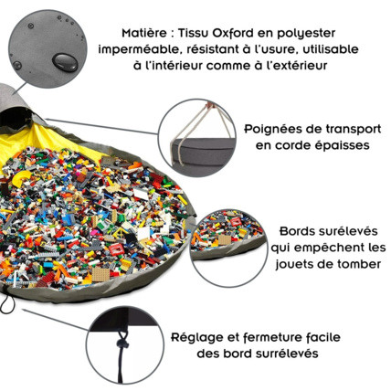 Avis Panier de rangement sac pour jouets 2-en-1 avec tapis de jeux BOLSA  Mon Mobilier Design 2