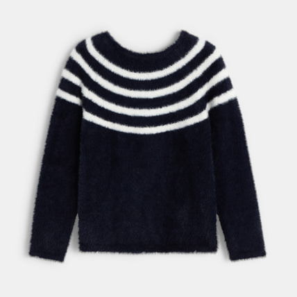 Avis Pull effet poilu rayé bleu fille OKAIDI 3