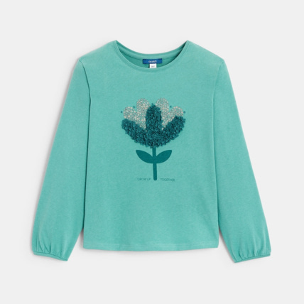 Avis T-shirt à motif fleuri vert fille OKAIDI 1