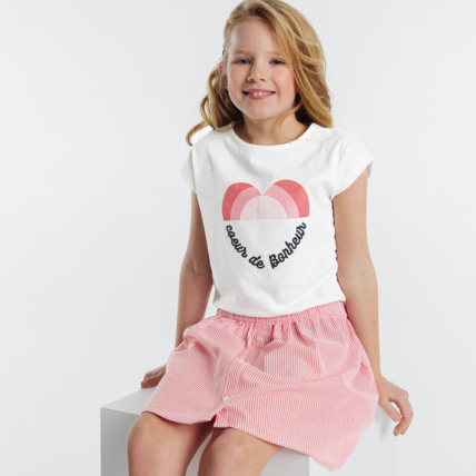 Avis T-shirt message coeur blanc fille OKAIDI 1