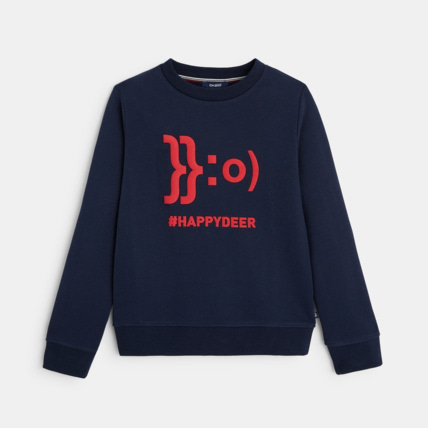 Avis Sweat-shirt manches longues à message HAPPYDEER bleu garçon OKAIDI 1