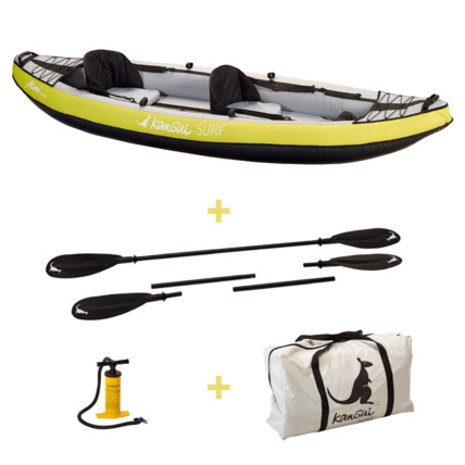 Avis Canoë Kayak gonflable 1 à 2 places + pagaie + sac transport + pompe double action+ kit de réparation Kangui 2