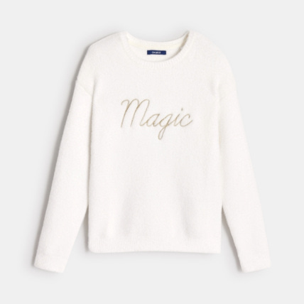 Avis Pull moelleux à message "Magic" blanc fille OKAIDI 1