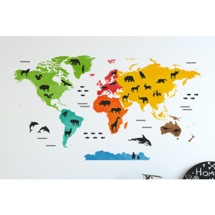 Avis Sticker carte du monde colorée Mon Lit Cabane 2