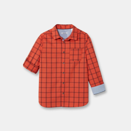 Avis Chemise à grands carreaux orange garçon OKAIDI 1
