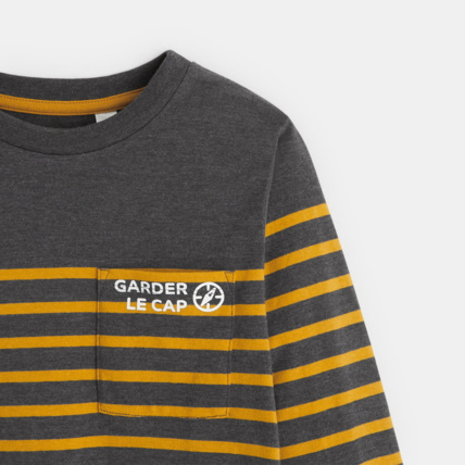 Avis Marinière à message "garder le cap" jaune garçon OKAIDI 3