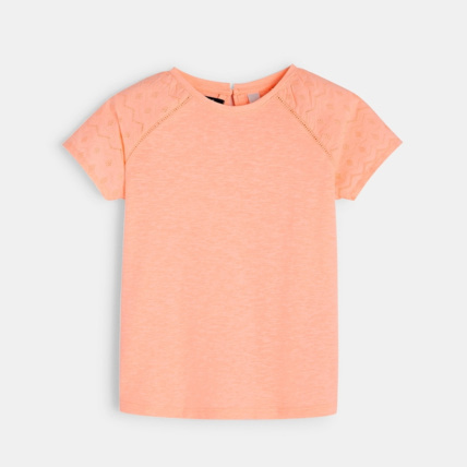 Avis T-shirt détail broderie anglaise rose fille OKAIDI 1