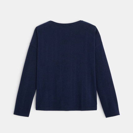 Avis T-shirt manches longues à message 'Always be positive' bleu fille OKAIDI 3