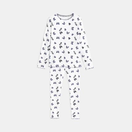 Avis Pyjama maille côtelée papillons bleu fille OKAIDI 1
