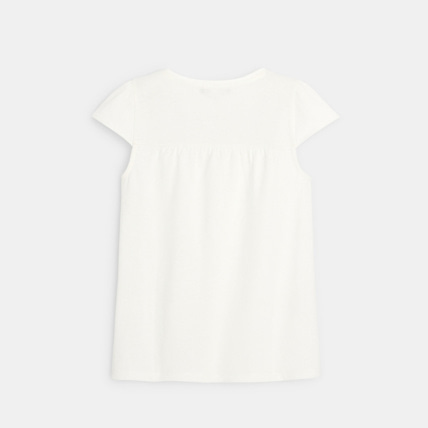 Avis T-shirt broderies et sequins blanc fille OKAIDI 3