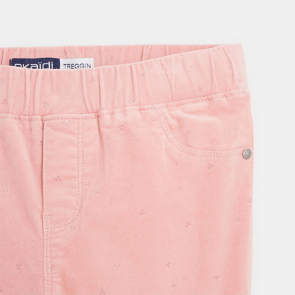 Avis Treggings en velours stretch imprimé rose fille OKAIDI 2