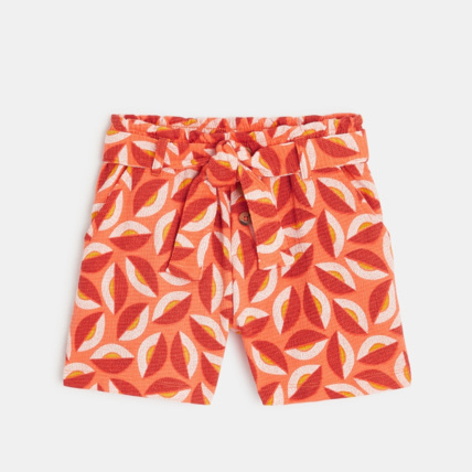 Avis Short imprimé en toile gaufrée orange fille OKAIDI 2