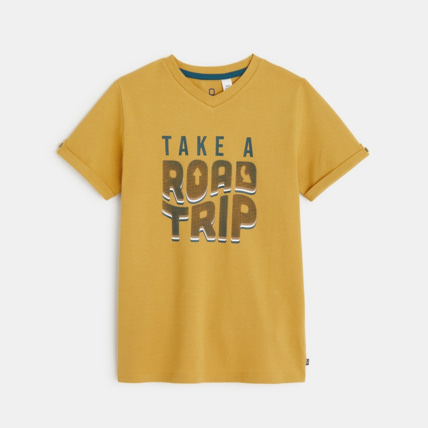 Avis T-shirt à message "road trip" jaune garçon OKAIDI 2