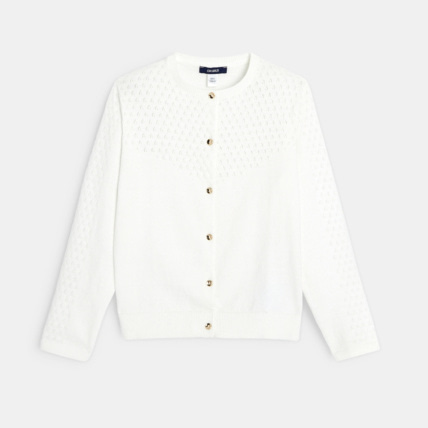 Avis Gilet tricot effet pointelle blanc fille OKAIDI 1