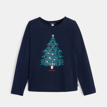 Avis T-shirt de Noël bleu fille OKAIDI 1