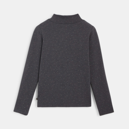 Avis T-shirt col roulé stretch à pois gris fille OKAIDI 3