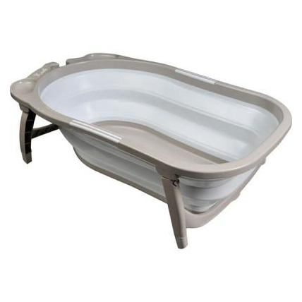 Baignoire Bébé Pliable XXL Avec Support - 66x61x82 Cm - Inclut Coussin Et Système De Drainage - Gris
