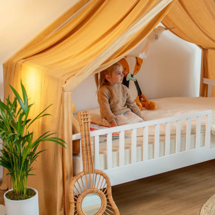 Avis Toile de lit, ciel de lit cabane en double gaze pois dorés Sevira Kids 2