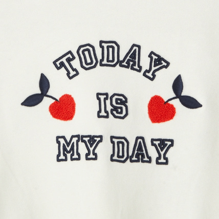 Avis Sweat-shirt à message "today is my day" blanc fille OKAIDI 3