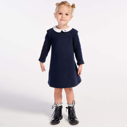 Avis Robe gaufrée à col Claudine bleue fille OKAIDI 1