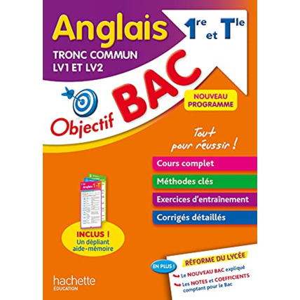 Avis Objectif BAC Anglais LV1 et LV2 TRONC COMMUN 1re et Tle Hachette Éducation 1