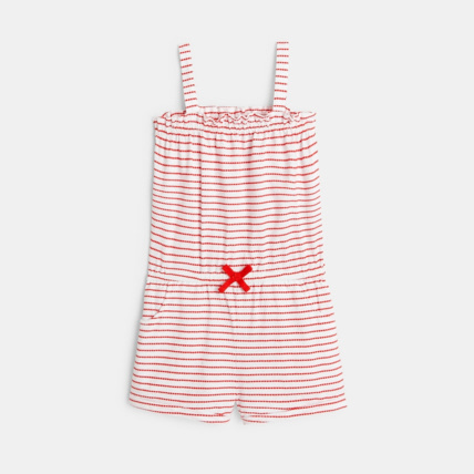 Avis Combishort rayé en jersey rouge fille OKAIDI 1