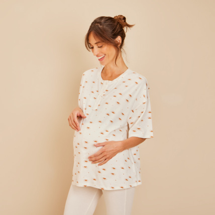 Avis T-shirt oversize de grossesse et d'allaitement imprimé soleils Prémaman 1
