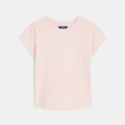 Avis T-shirt manches courtes motif Fleur ton sur ton rose fille OKAIDI 1
