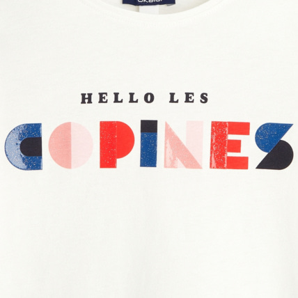 Avis T-shirt à message "Hello les copines" blanc fille OKAIDI 3