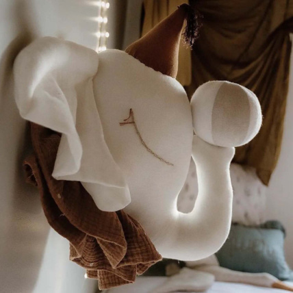 Avis Trophée mural enfant en lin, Éléphant de cirque, Crème/Marron Sevira Kids 2