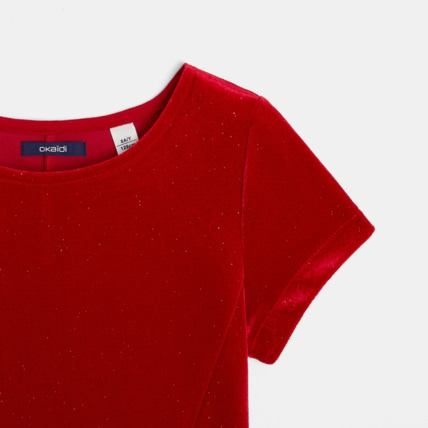 Avis Robe en velours lisse pailleté rouge fille OKAIDI 4