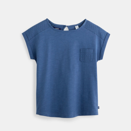 Avis T-shirt détail ajouré bleu fille OKAIDI 1