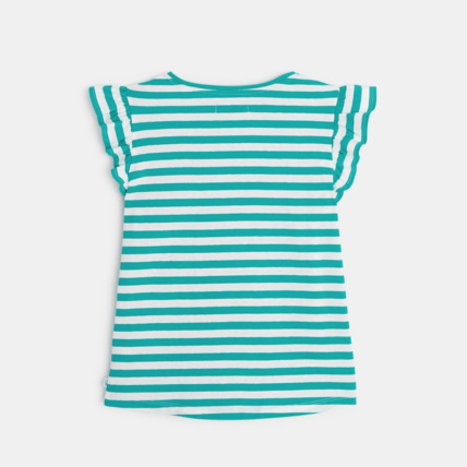 Avis T-shirt rayé à manches volantées vert fille OKAIDI 3