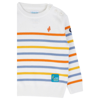 Avis Pull marin rayé Kids Route du Rhum - Destination Guadeloupe - Milk/Papaye/Bleu Dauphin/Solé ARMOR-LUX 2